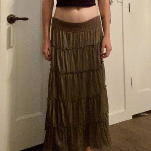 Allison Britney Army Green Maxi Skirt